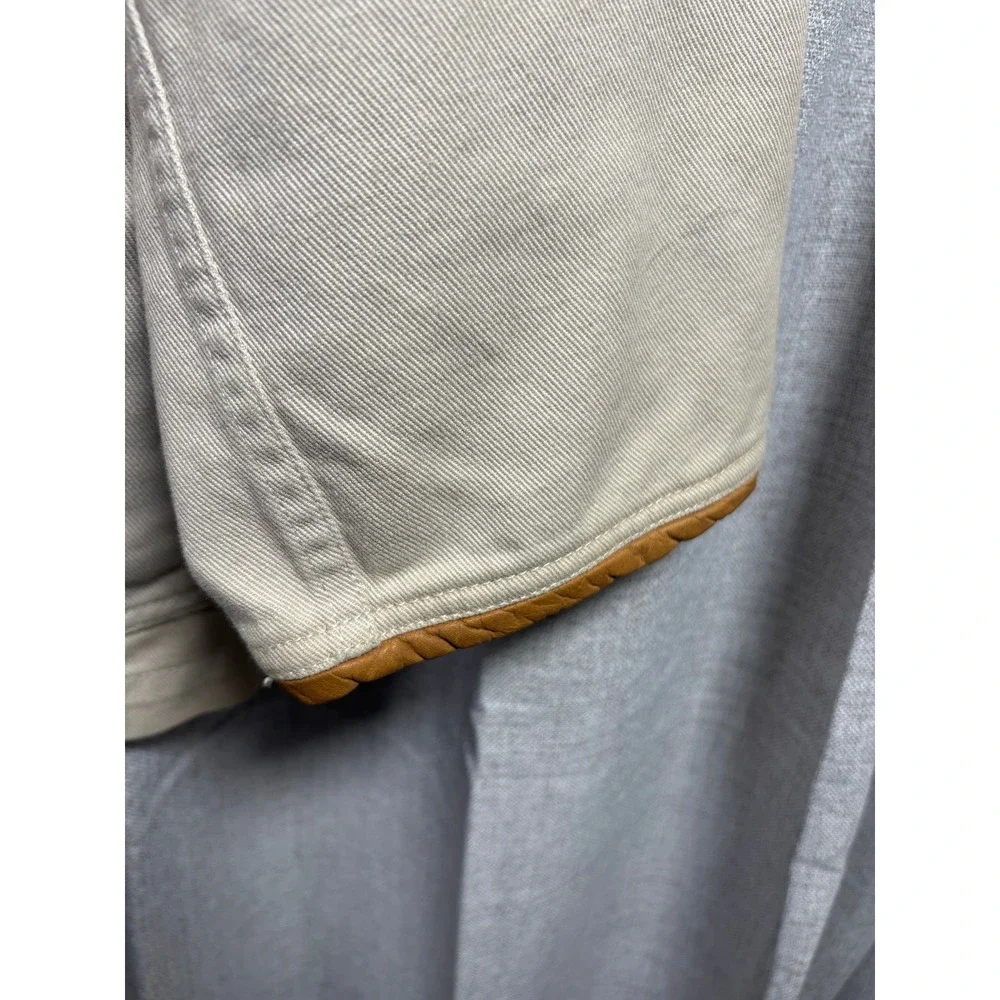Orvis Mens 46T Cotton Field Jacket Leather Elbow Patches Khaki Tan Sport Coat